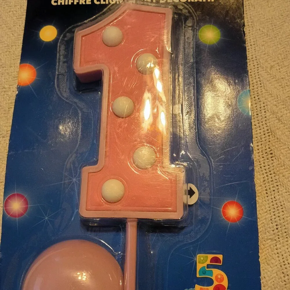 First Birthday pink birthday candle
